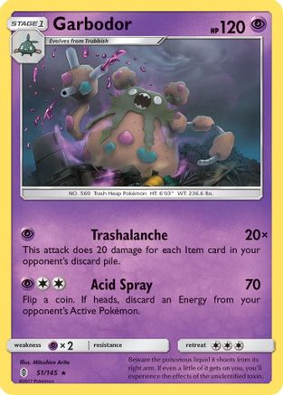 Garbodor 051  - Reverse Holofoil SM  Guardians Rising - Rare