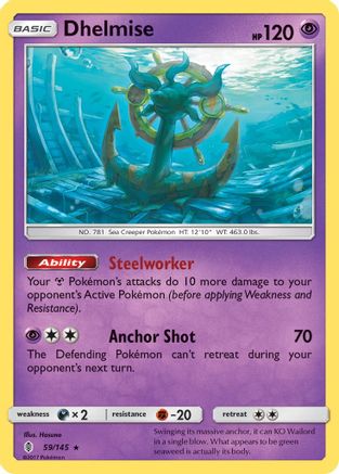 Dhelmise 059/145  - Holofoil SM  Guardians Rising - Holo Rare