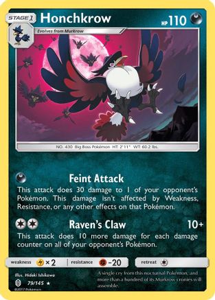 Honchkrow 079  SM  Guardians Rising - Rare