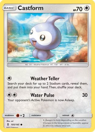 Castform 105  - Reverse Holofoil SM  Guardians Rising - Common