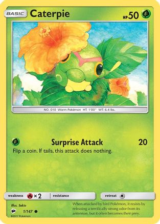 Caterpie 001  - Reverse Holofoil SM  Burning Shadows - Common