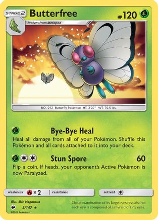 Butterfree 003  - Reverse Holofoil SM  Burning Shadows - Rare