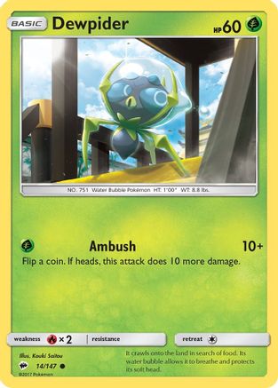 Dewpider 014  - Reverse Holofoil SM  Burning Shadows - Common
