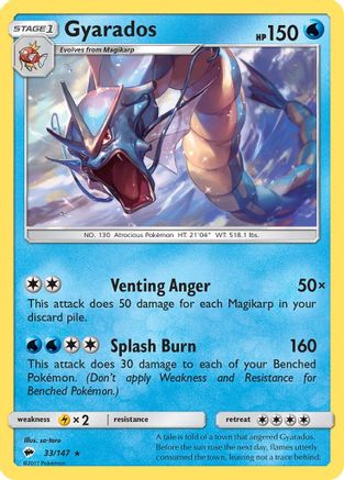 Gyarados 033  - Reverse Holofoil SM  Burning Shadows - Holo Rare