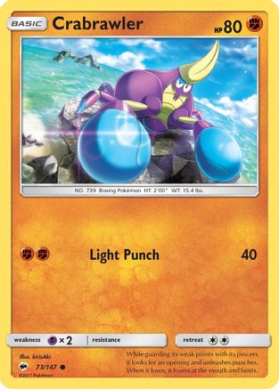 Crabrawler 073  - Reverse Holofoil SM  Burning Shadows - Common
