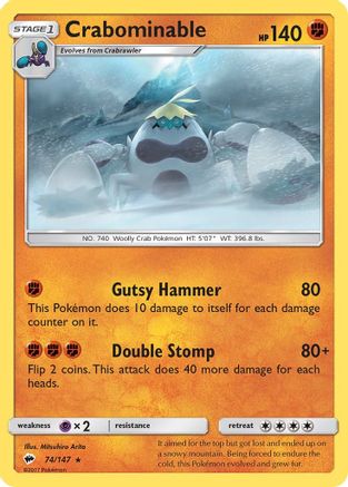Crabominable  - Reverse Holofoil SM  Burning Shadows - Rare