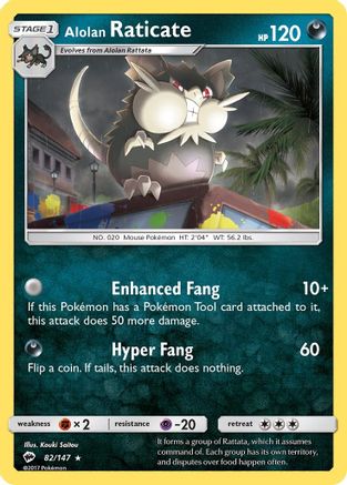 Alolan Raticate/147  - Reverse Holofoil SM  Burning Shadows - Rare