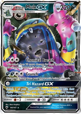 Alolan Muk GX 084  - Holofoil SM  Burning Shadows - Ultra Rare