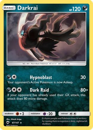 Darkrai 087  - Reverse Holofoil SM  Burning Shadows - Holo Rare