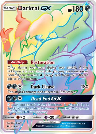 Darkrai GX (Secret)  - Holofoil SM  Burning Shadows - Secret Rare