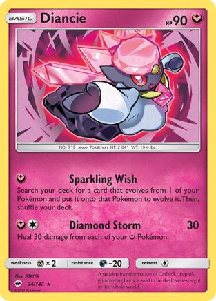 Diancie 094  - Reverse Holofoil SM  Burning Shadows - Holo Rare