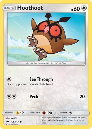 Hoothoot 106  SM  Burning Shadows - Common