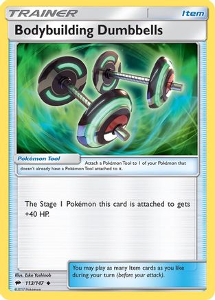 Bodybuilding Dumbbells 113  - Reverse Holofoil SM  Burning Shadows - Uncommon