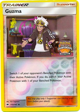 Guzma - 115/147 (Regional Championships)/147  - Reverse Holofoil League & Championship Cards - Promo