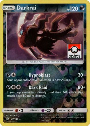 Darkrai (Pokemon League) 087/147  - Reverse Holofoil League & Championship Cards - Promo