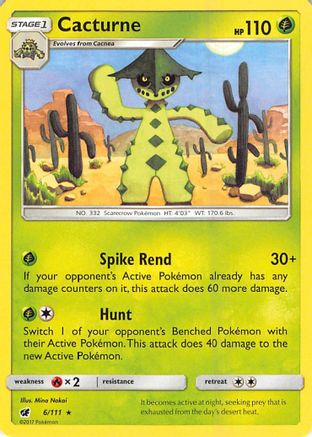 Cacturne 006  - Reverse Holofoil SM  Crimson Invasion - Rare