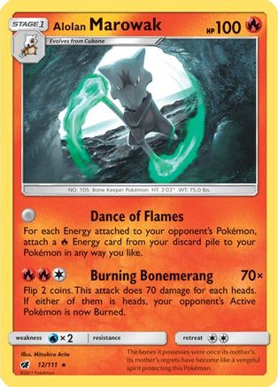 Alolan Marowak 012  - Reverse Holofoil SM  Crimson Invasion - Holo Rare