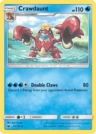 Crawdaunt  - Reverse Holofoil SM  Crimson Invasion - Rare