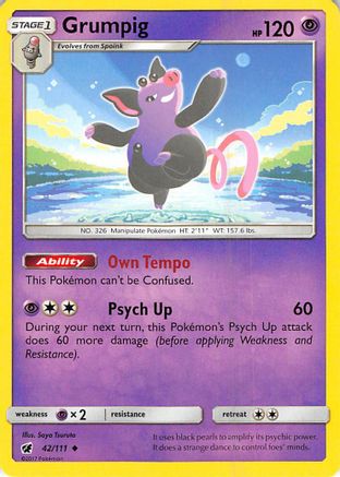 Grumpig 042  - Reverse Holofoil SM  Crimson Invasion - Uncommon