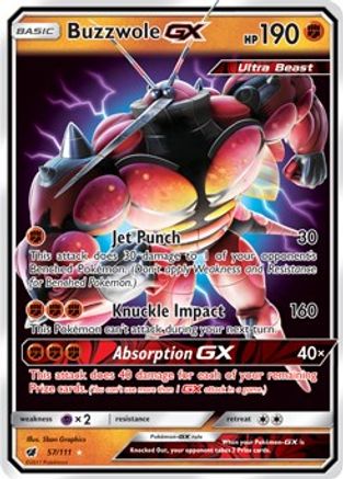 Buzzwole GX 057  - Holofoil SM  Crimson Invasion - Ultra Rare
