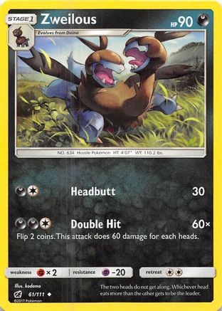 Zweilous 061/111  - Reverse Holofoil SM  Crimson Invasion - Uncommon