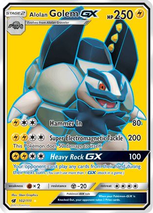 Alolan Golem GX (Full Art)/111  - Holofoil SM  Crimson Invasion - Ultra Rare