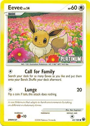 Eevee - 62/100 [Platinum]/100  - Reverse Holofoil Burger King Promos - Promo