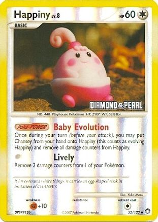 Happiny - 52/123 [Diamond & Pearl]/124  - Reverse Holofoil Burger King Promos - Promo