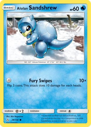 Alolan Sandshrew 028  SM  Ultra Prism - Common