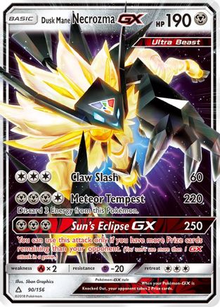 Dusk Mane Necrozma GX 090  - Holofoil SM  Ultra Prism - Ultra Rare