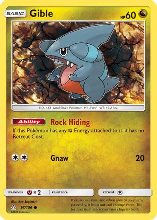 Gible (97) (97) 097  - Reverse Holofoil SM  Ultra Prism - Common
