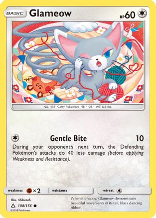 Glameow 108  - Reverse Holofoil SM  Ultra Prism - Common