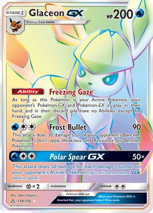 Glaceon GX (Secret Rare)  - Holofoil SM  Ultra Prism - Secret Rare