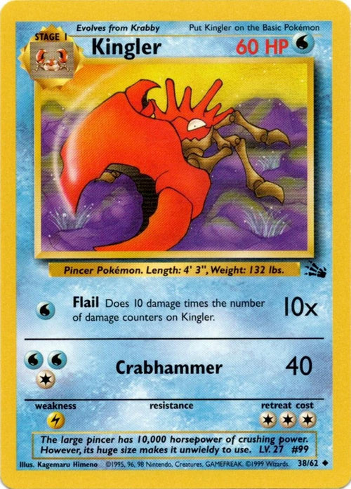Kingler 038/62  - Unlimited Fossil - Uncommon