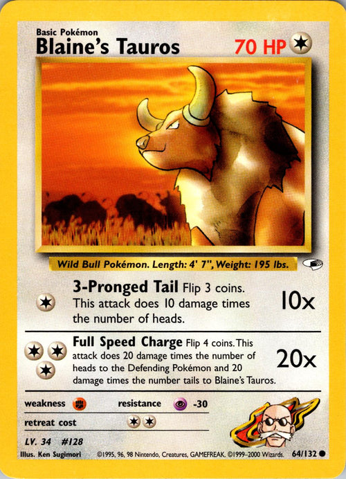 Blaine's Tauros 064  - Unlimited Gym Heroes - Common