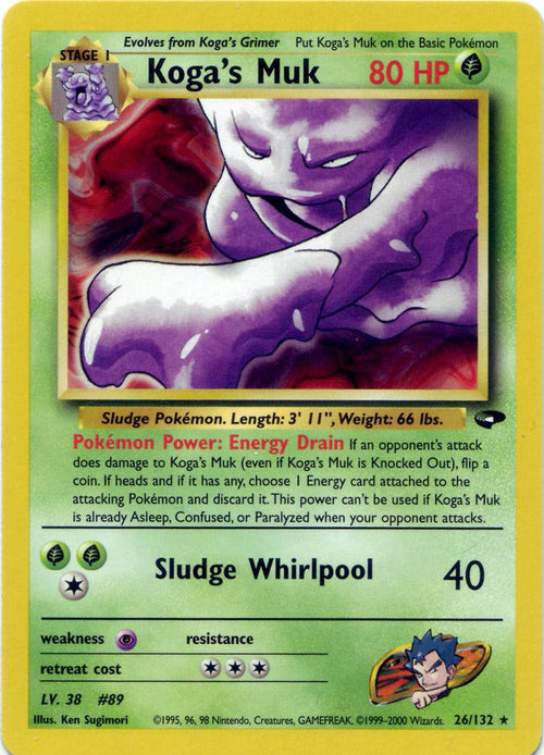 Koga's Muk 026/132  - Unlimited Gym Challenge - Rare