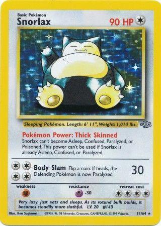 Snorlax (11) (11) 011  - Unlimited Holofoil Jungle - Holo Rare (ERROR NO STAMP)