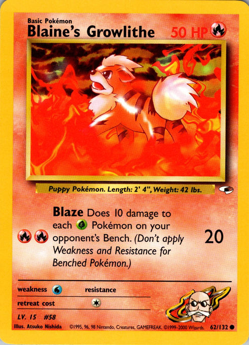 Blaine's Growlithe (62) (62) 062  - Unlimited Gym Heroes - Common