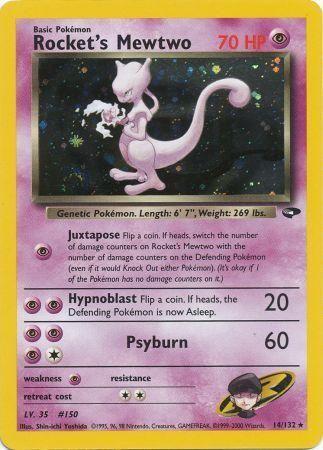 Rocket's Mewtwo/132  - Unlimited Holofoil Gym Challenge - Holo Rare