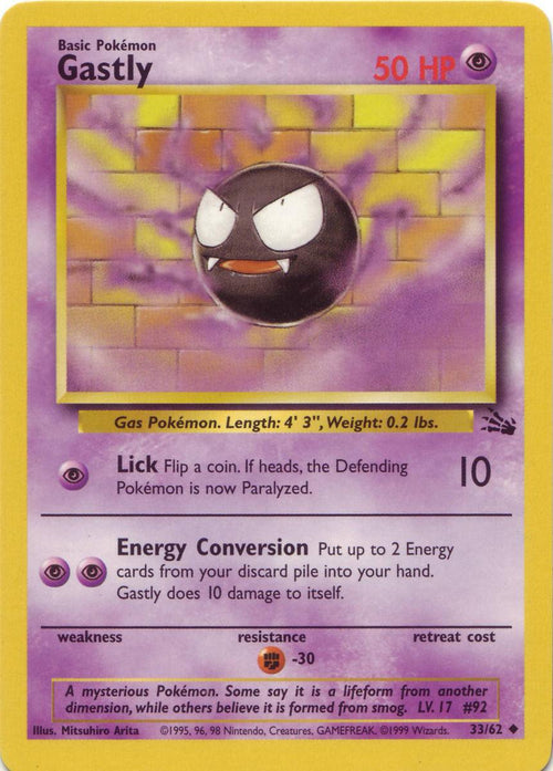 Gastly 033  - Unlimited Fossil - Uncommon