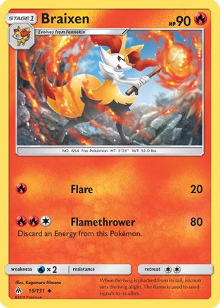 Braixen  - Reverse Holofoil SM  Forbidden Light - Uncommon