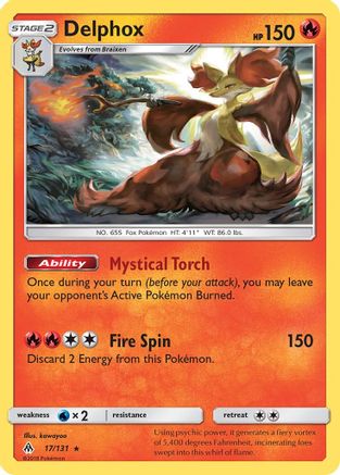 Delphox 017  - Reverse Holofoil SM  Forbidden Light - Holo Rare