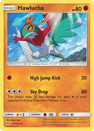 Hawlucha 070  - Reverse Holofoil SM  Forbidden Light - Uncommon