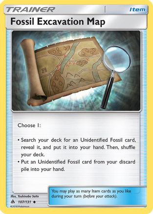 Fossil Excavation Map 107  - Reverse Holofoil SM  Forbidden Light - Uncommon