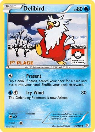 Delibird - 38/149 (Pokemon League) [1st Place]/149  - Reverse Holofoil League & Championship Cards - Promo