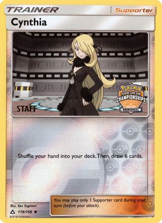 Cynthia - 119/156 (Regional Championships) [Staff]/156  - Reverse Holofoil League & Championship Cards - Promo