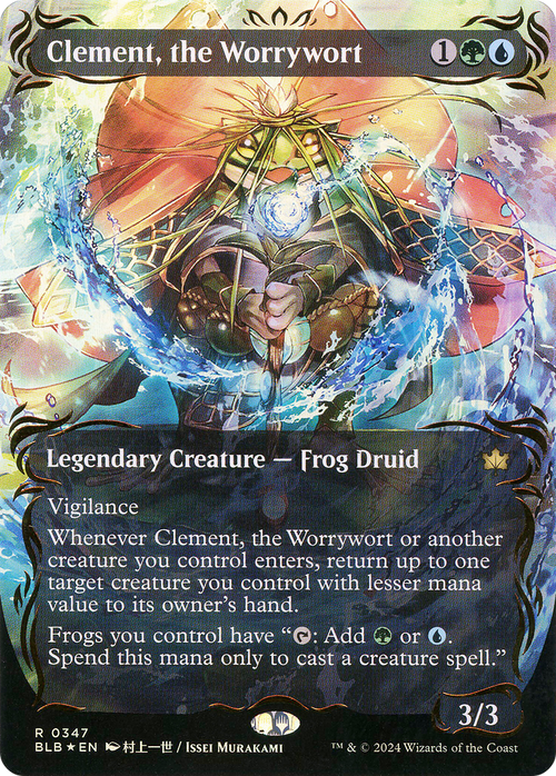 Clement, the Worrywort (Borderless) (Raised Foil) (BLB-347) - Bloomburrow: (Showcase) Foil