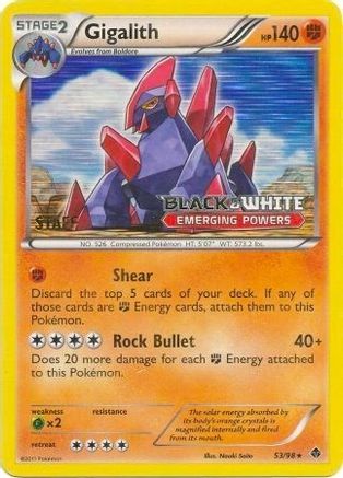 Gigalith 53/98 (Prerelease) [Staff]/98  - Holofoil Black and White Promos - Promo