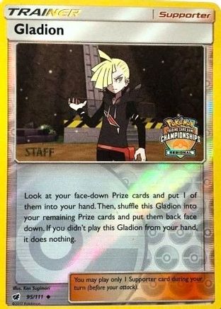 Gladion - 95/111 (Regional Championships) [Staff]/111  - Reverse Holofoil League & Championship Cards - Promo