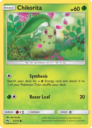 Chikorita (5) (5) 005  - Reverse Holofoil SM  Lost Thunder - Common
